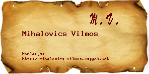 Mihalovics Vilmos névjegykártya